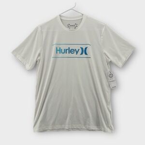 NWT Hurley Shirt Mens Small UPF 50 White Graphic Logo Surf Outdoors Beach Sun